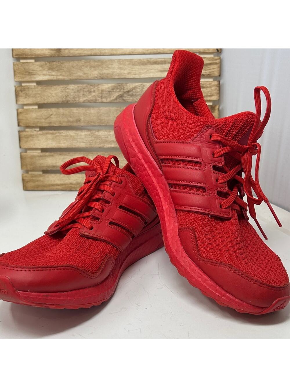 Adidas Ultra Boost All-Red Athletic Sneakers Size 10